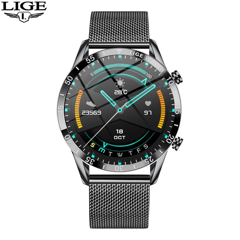 LIGE Fashion Smart Watch Men Full Circle Touch Screen