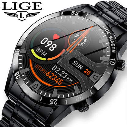 LIGE Fashion Smart Watch Men Full Circle Touch Screen