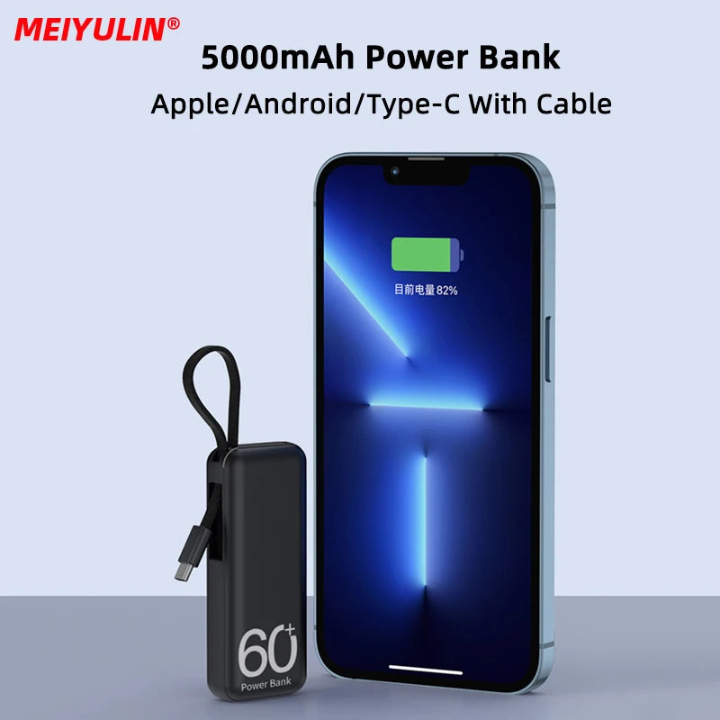 Fast Charging External Spare Battery - Built-in Type C Cable