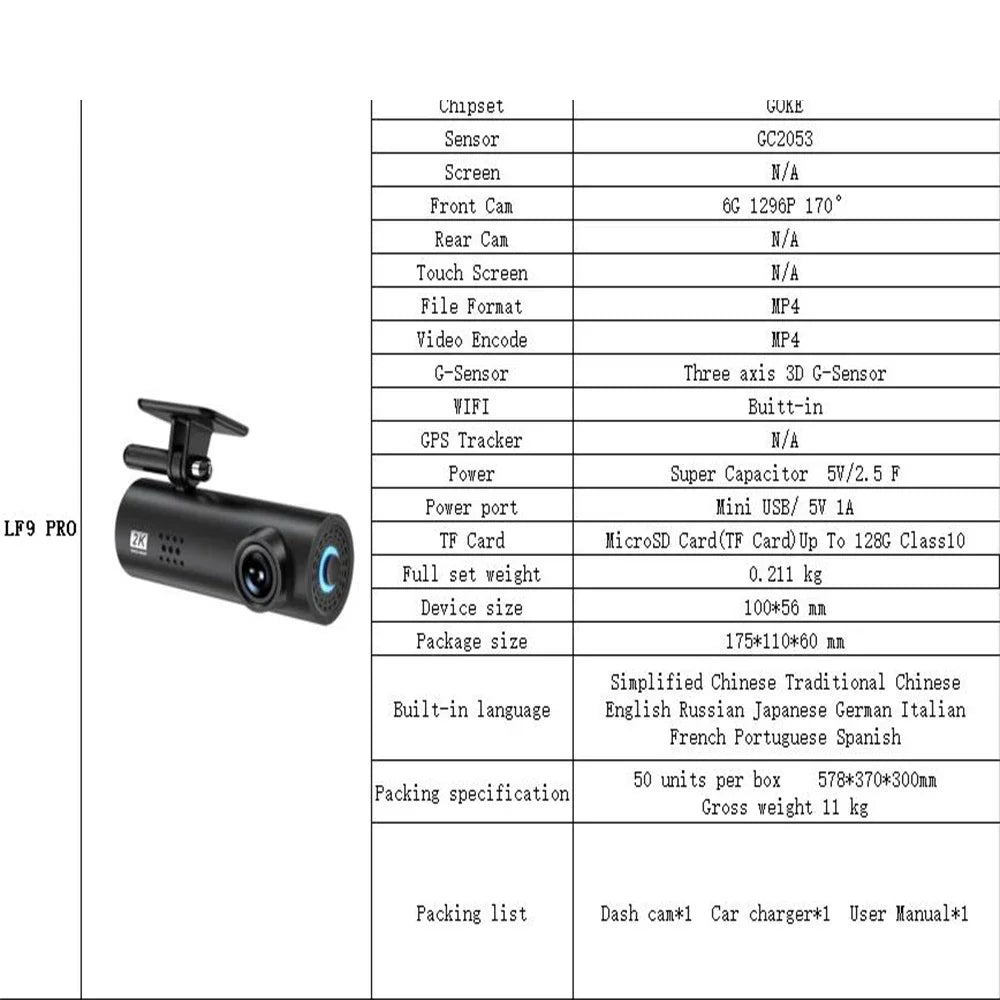 Dash Cam For Car Wi-Fi Video Recorder