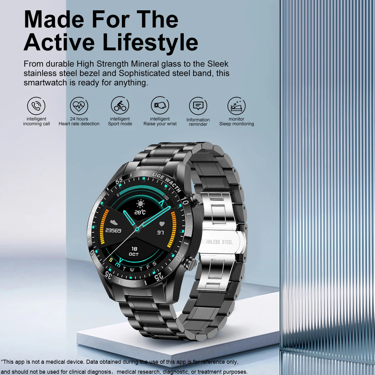 LIGE Fashion Smart Watch Men Full Circle Touch Screen