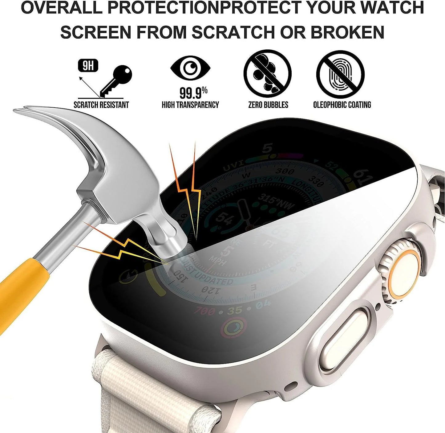 Anti-Scratch HD Glass+Case for Apple Watch