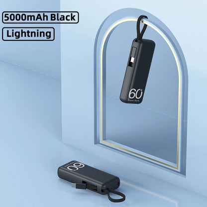 Fast Charging External Spare Battery - Built-in Type C Cable